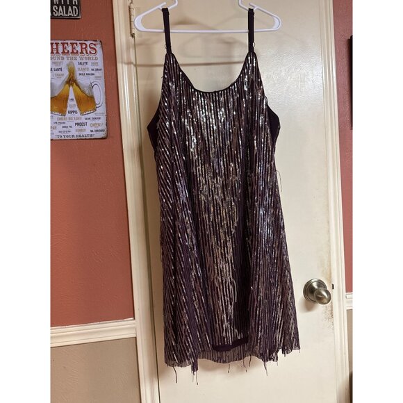 Torrid Burgundy Sequin Fringe Sleeveless Party Dress Size 3 - Picture 4 of 6